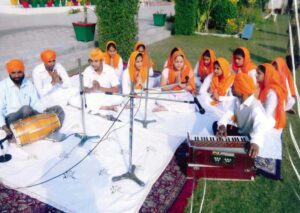 School Choir reciting the Shabads in School Ground