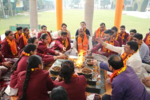 Performing Hawan to bless the Students of Class-12