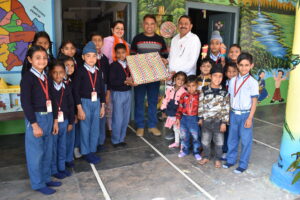 Greeted by Students of Govt. School, Ghagga